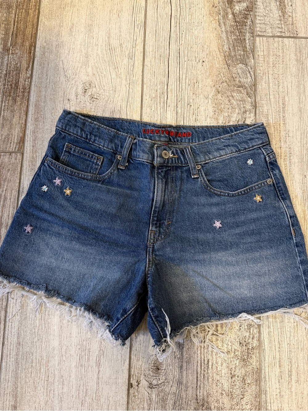 Lucky Brand Floral Embroidered Denim Shorts